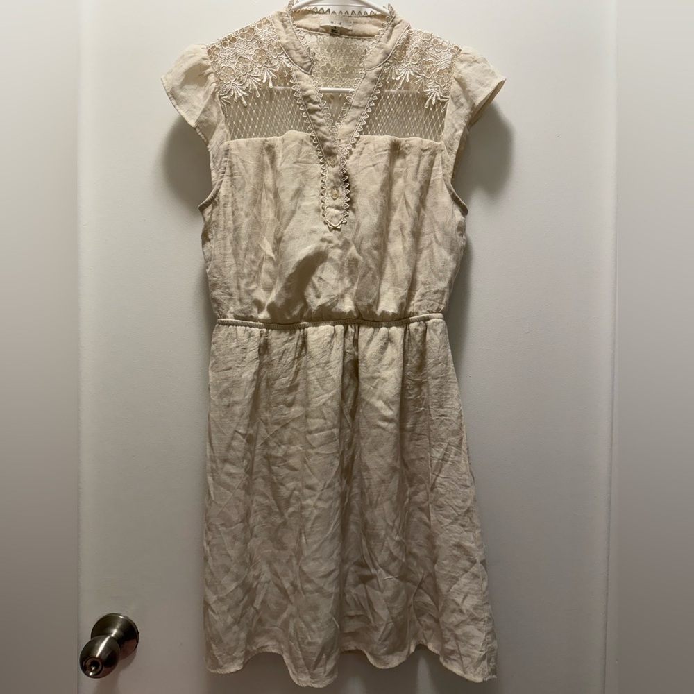 Cream Dress with pretty lace detail by Mine. Size S.